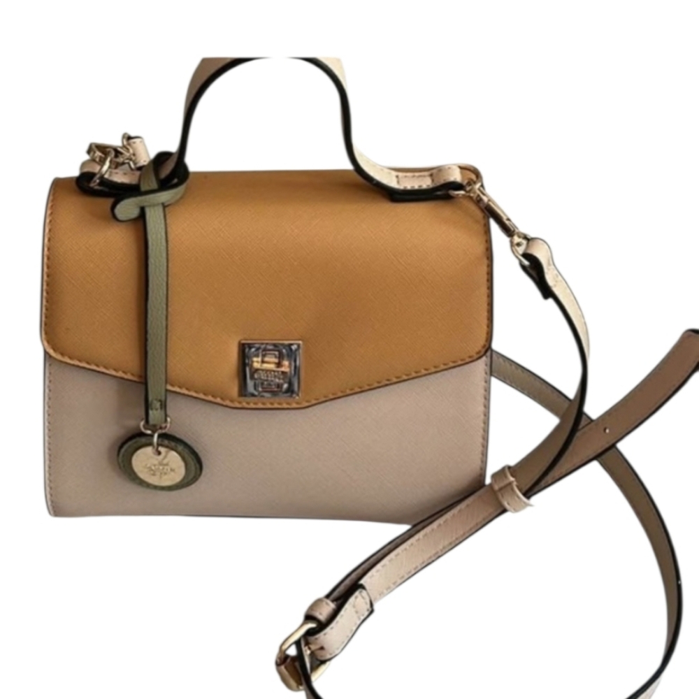 Dune London Colorblock Crossbody Bag – Tan & Cream Structured Top Handle